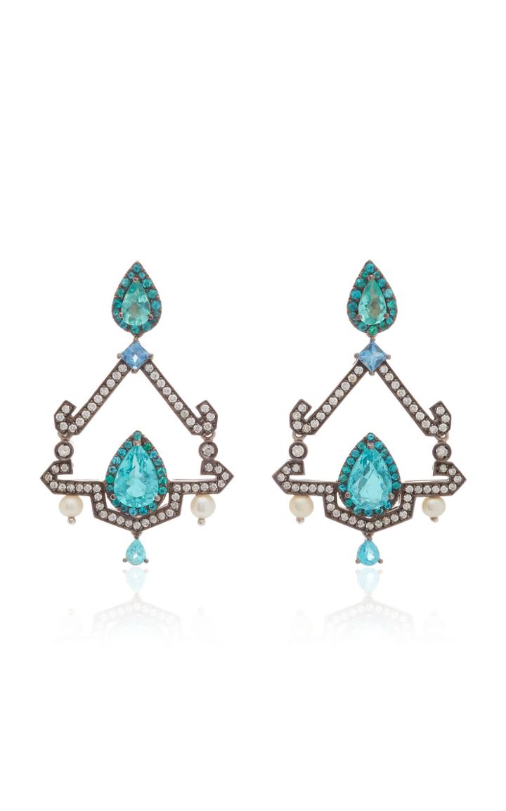 Dorion Soares 18k Gold Tourmaline And Diamond Drop Earrings