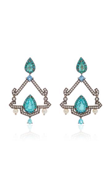 Dorion Soares 18k Gold Tourmaline And Diamond Drop Earrings