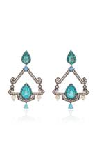 Dorion Soares 18k Gold Tourmaline And Diamond Drop Earrings