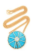 Sheryl Lowe 14k Yellow Gold And Turquise Flower Necklace