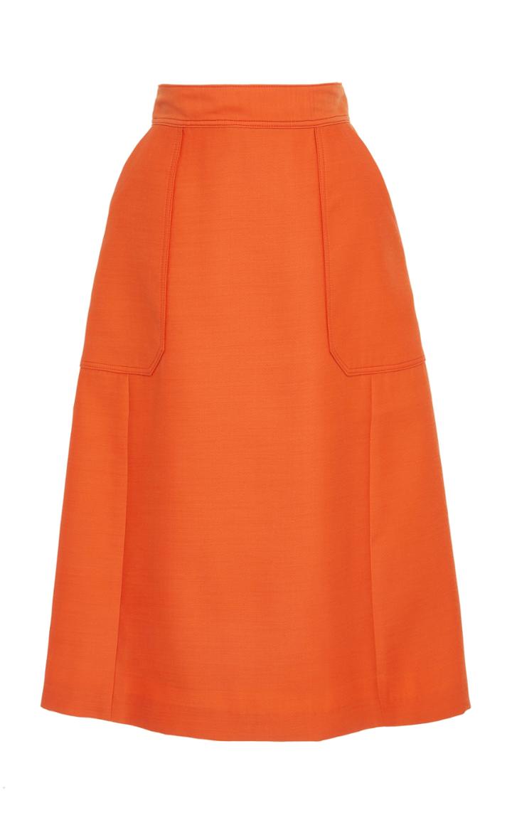 Cyclas Wool Silk-blend Midi Skirt