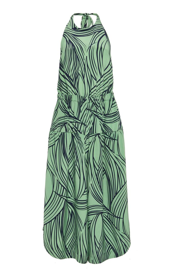 Tibi Zebra Print Silk Halter Jumpsuit