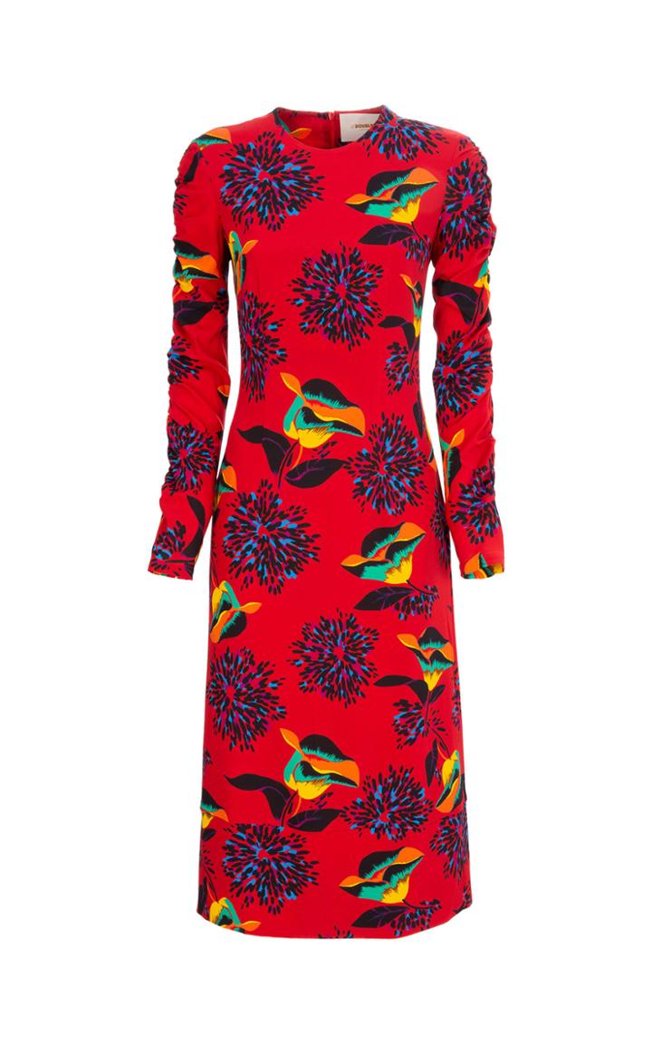 La Doublej Tinder Ruched-sleeve Tailored Midi Dress