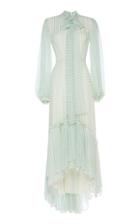 Costarellos Polka-dot Chiffon Fishtail Dress