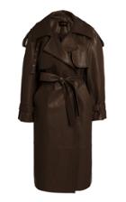Moda Operandi Low Classic Belted Faux Leather Trench Coat