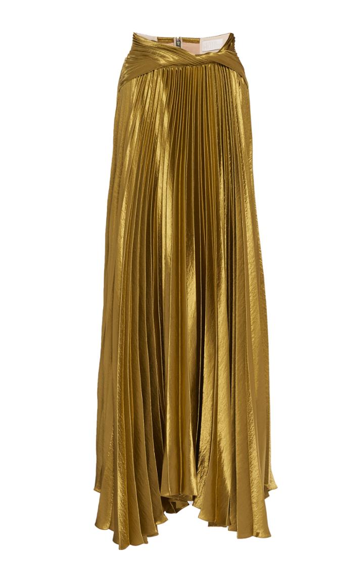 Peter Pilotto Pleated Liquid Satin Skirt