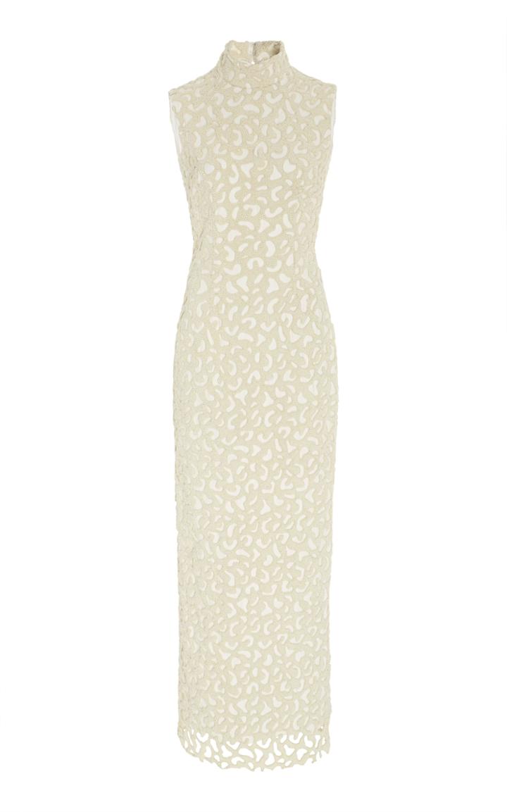 Brandon Maxwell Pearl Embroidered Wedding Dress