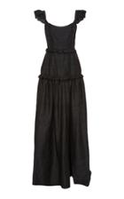 Markarian Ruffled Silk-shantung Gown