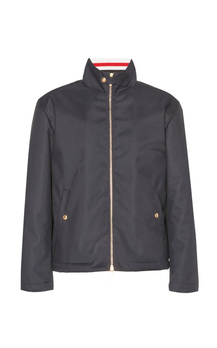 Thom Browne Hip Length Funnel Neck Jacket With Fur Lining