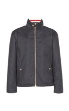 Thom Browne Hip Length Funnel Neck Jacket With Fur Lining