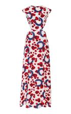 Isolda Anastcia Cutout Floral-print Silk-crepe Maxi Dress