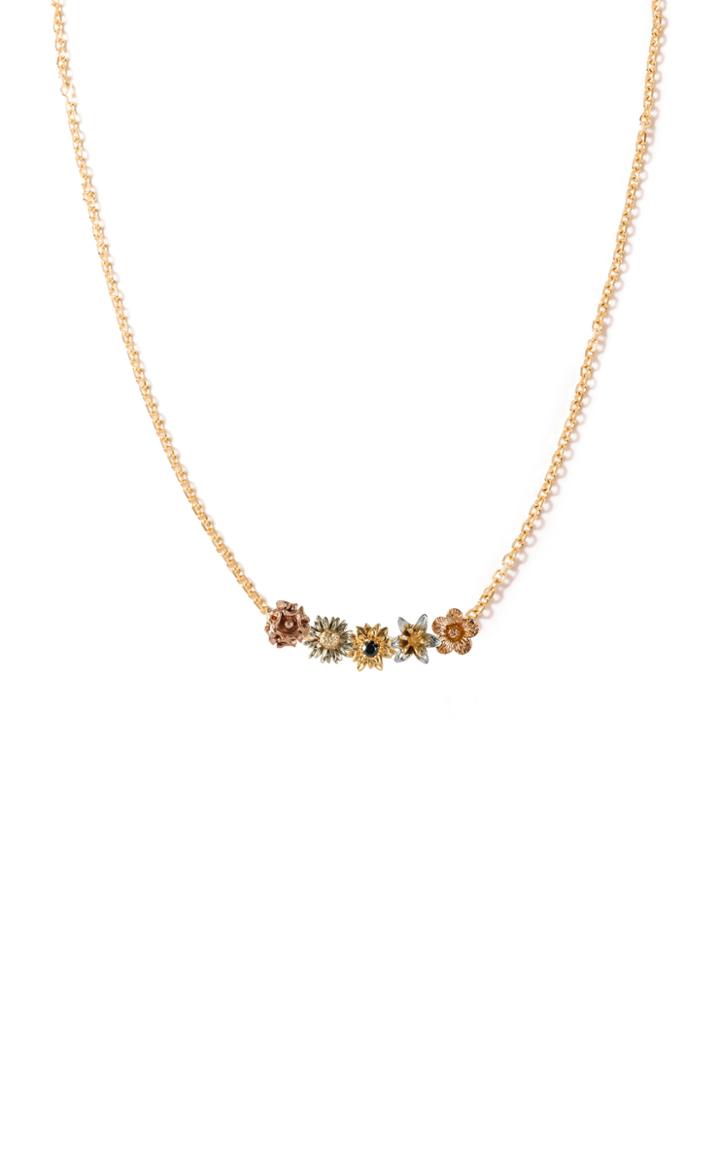 Bernard James Flora 14k Gold Diamond Charm Necklace