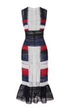 Naeem Khan Color Block Flounced Hem Midi Dress