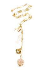 Brinker & Eliza Shell Beach 24k Antique Gold Charm Y-necklace