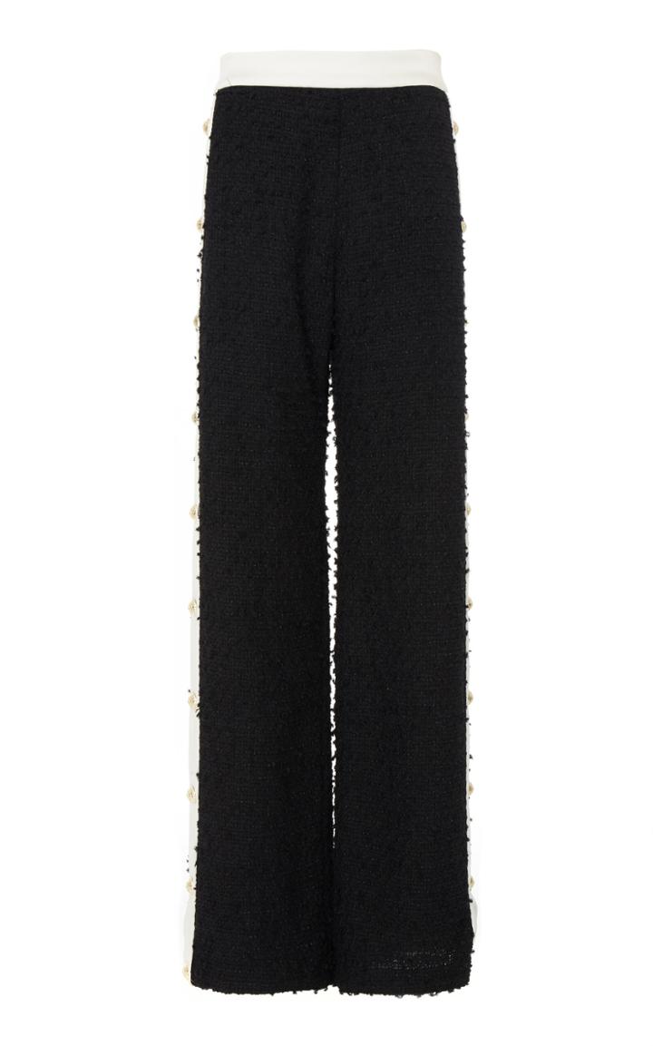 Balmain Contrast Side-button Wool-blend Sweatpants