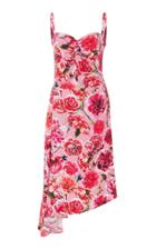 Carmen March Asymmetric Floral-print Crepe Midi Dress