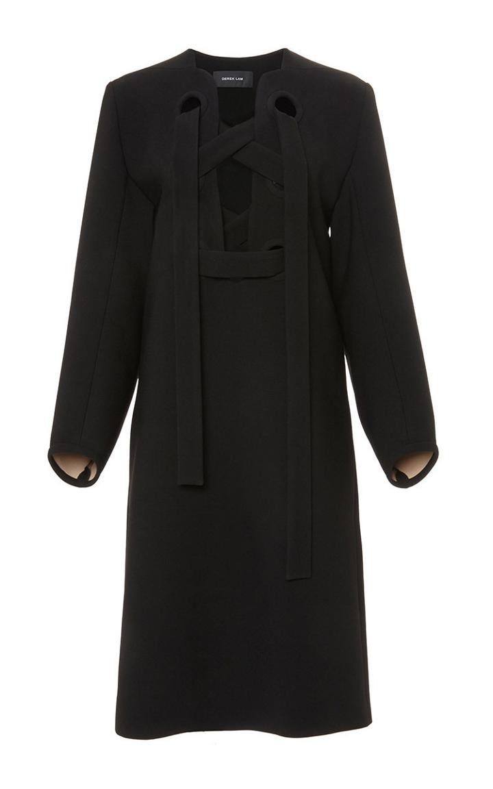 Derek Lam Doubleface Crepe Lace Up Shift Dress
