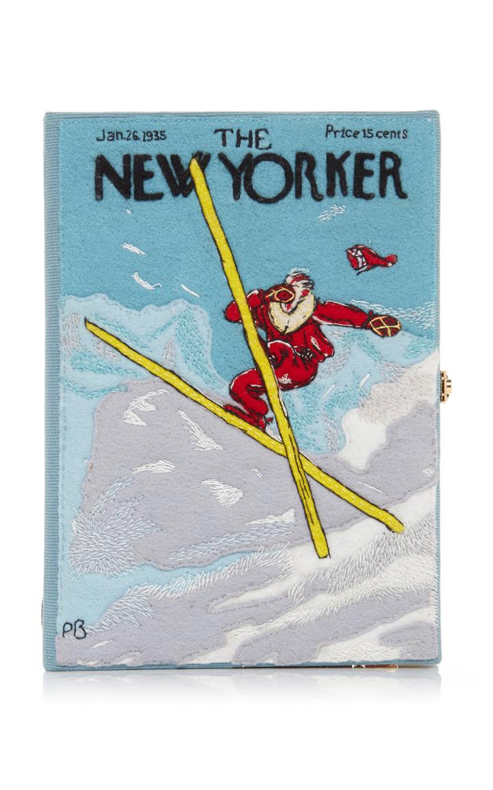 Olympia Le-tan Ski Jump Appliqud Embroidered Canvas Clutch