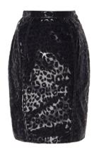 Mugler Flocked Leopard Print Vinyl Skirt