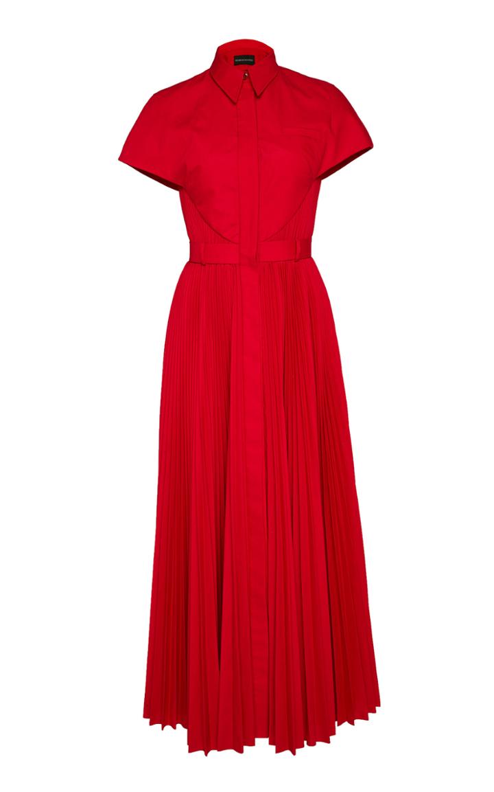 Brandon Maxwell Specialorder-pleated Button-up Shirt Dress-af