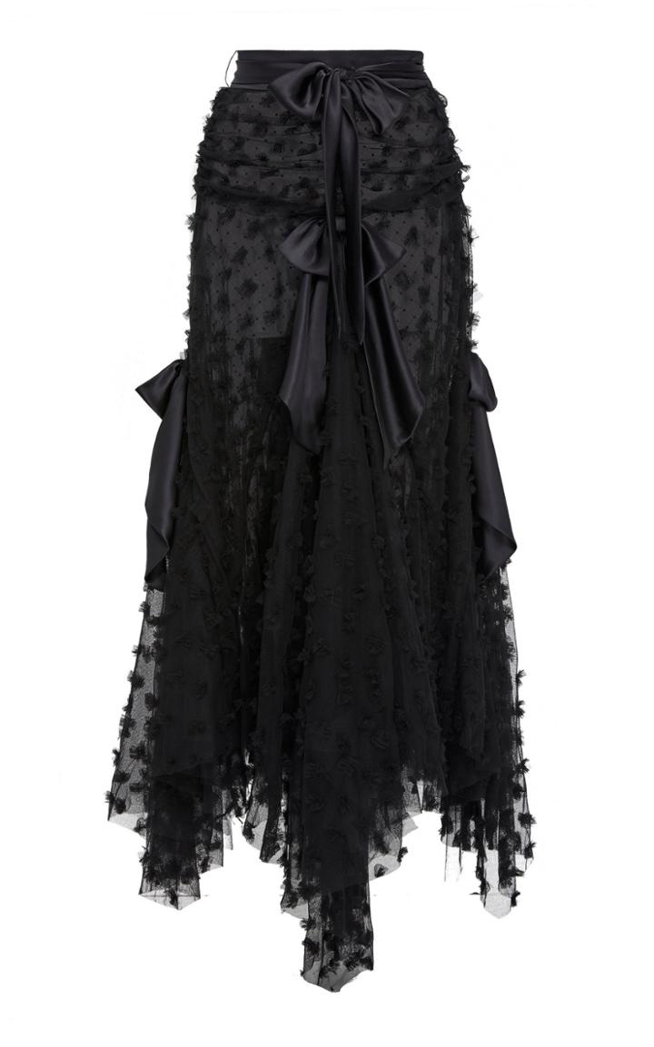 Rodarte Hand-embroidered Tulle Satin Bow-detail Skirt