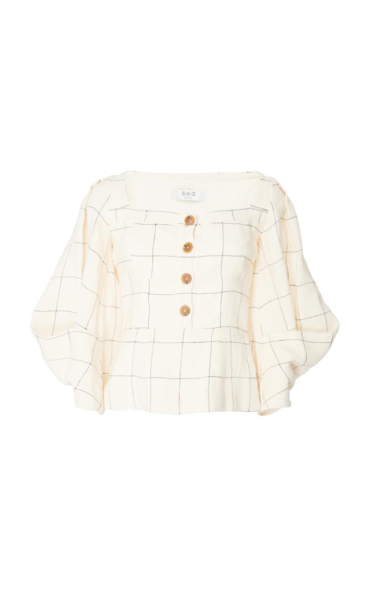 Sea Eden Pleat Sleeve Corset Top