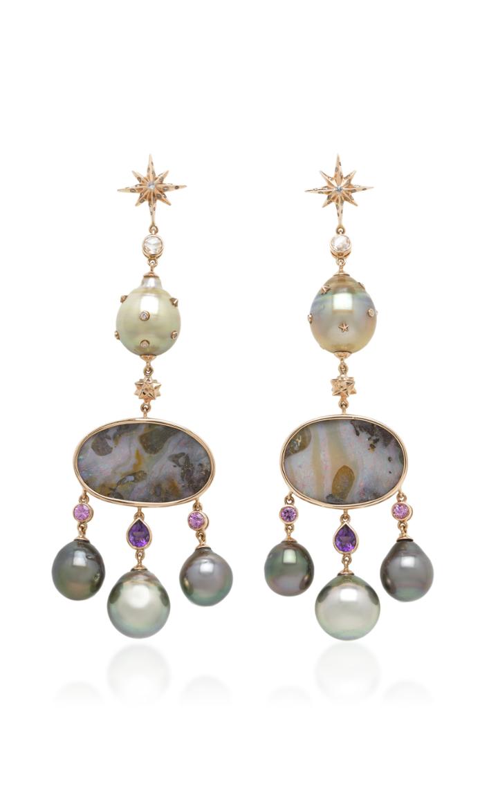 Bibi Van Der Velden Galaxy 18k Rose Gold And Multi-stone Earrings