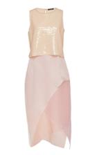 Mi Jong Lee Paillette Dress With Layered Organza Skirt