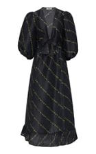 Ganni Floral-print Linen And Silk Midi Dress