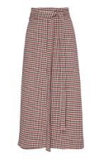 Sea Plaid Belted Pencil Skirt