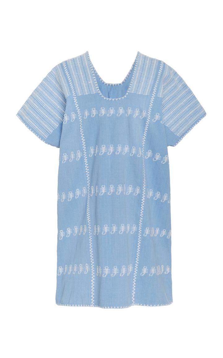 Pippa Holt Blue And White Cotton Mini Caftan