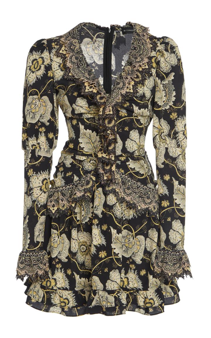 Etro Lace-trimmed Paisley Silk Dress