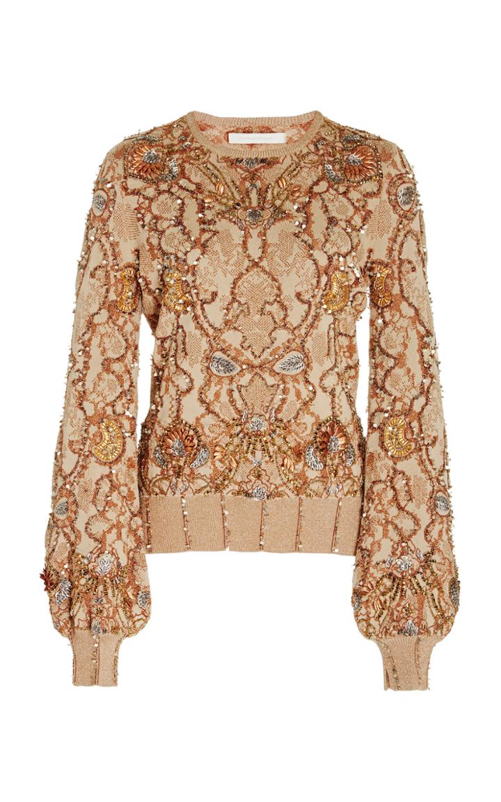 Jonathan Simkhai Embellished Jacquard Crew Neck Top