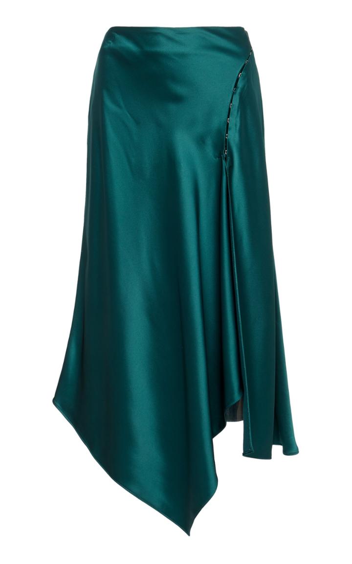 Jonathan Simkhai Asymmetric Hook-detailed Satin Midi Skirt