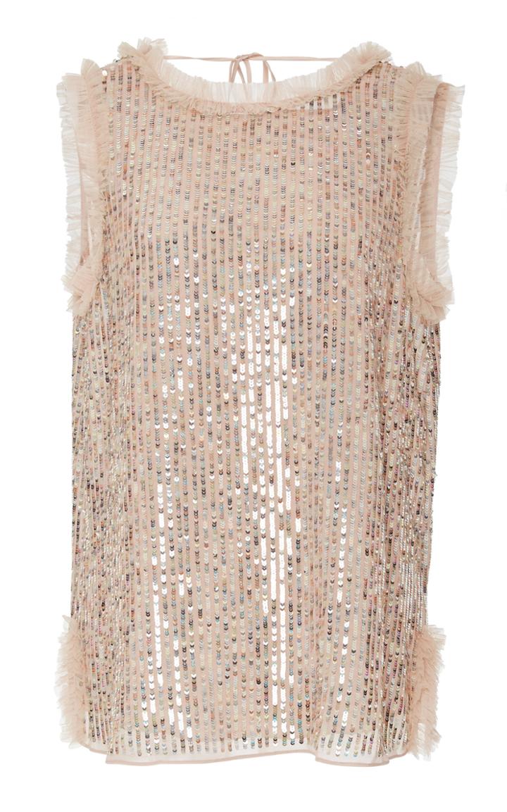 Needle & Thread Sequined Tulle Top