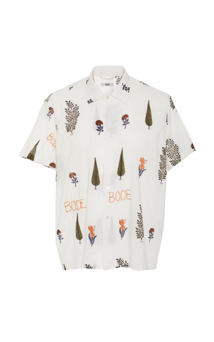 Bode Bode Monogram Cotton Block Print Shirt