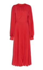 Moda Operandi Andrew Gn Pleated Bishop Sleeve Silk Dress Size: 36