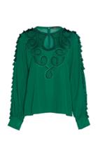 Andrew Gn Tasseled Embroidered Georgette Top