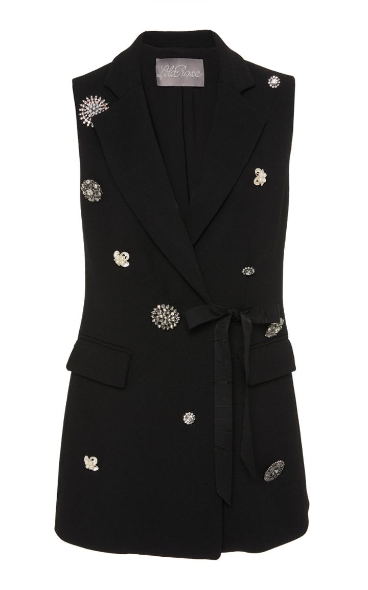 Lela Rose Crystal-embellished Wool-blend Vest