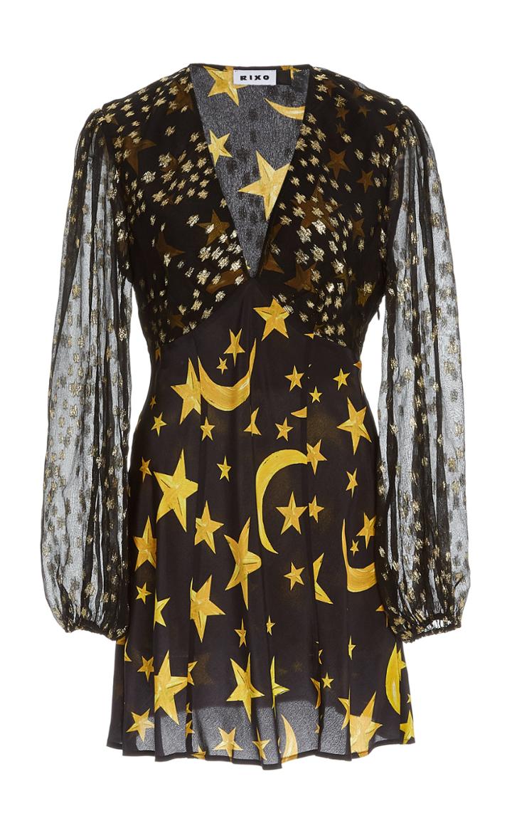 Rixo Lia Star-print Silk Mini Dress