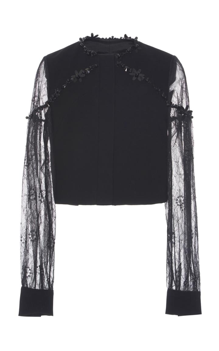 Georges Hobeika Bead Embroidered Lace Sleeve Jacket