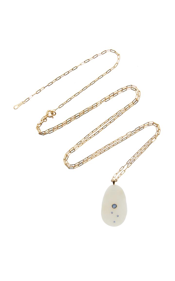 Cvc Stones Sea 18k Gold Beach Stone And Sapphire Necklace