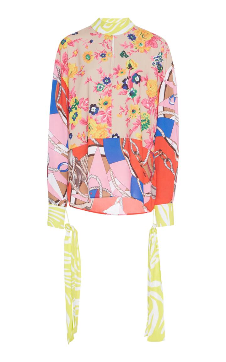 Msgm Multi Print Neck Tie Blouse