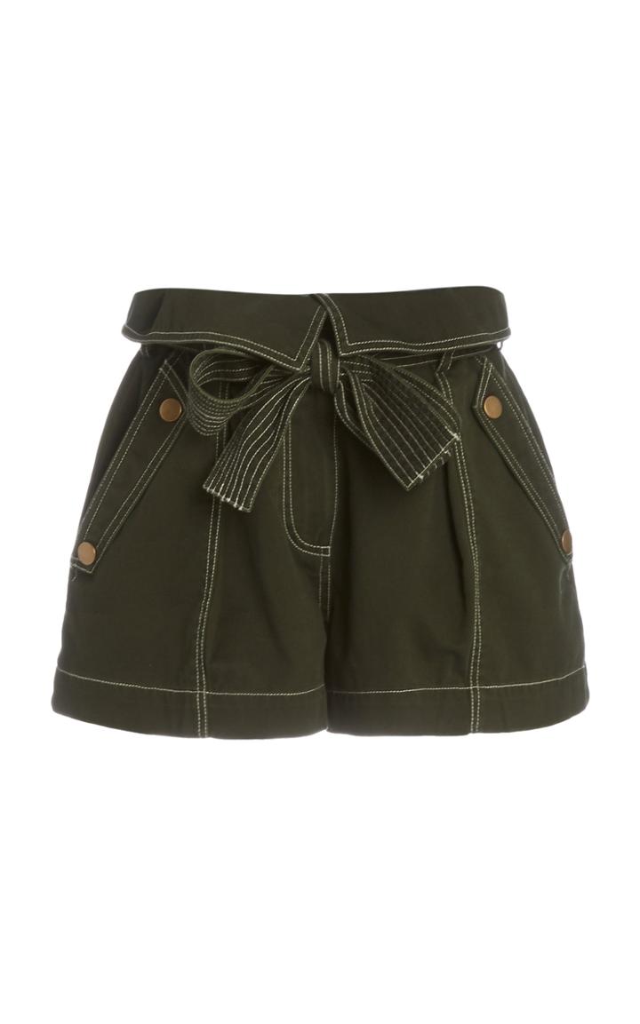 Ulla Johnson Elliott Tie-detailed Cotton-gabardine Shorts