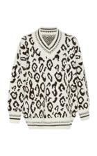 Ermanno Scervino Leopard-print Intarsia-knit Cashmere And Wool-blend Sweater