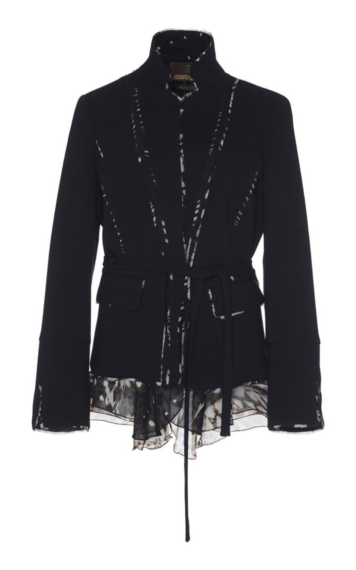 Roberto Cavalli Belted Standing Collar Jacket