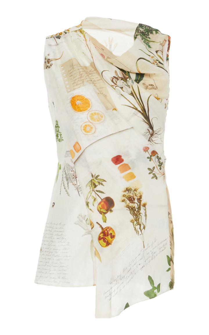 Monse Draped Printed Linen-silk Top