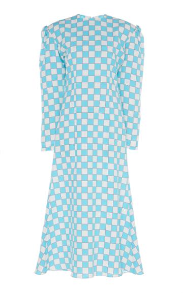 Rowen Rose Mini Damier Checked Silk Dress