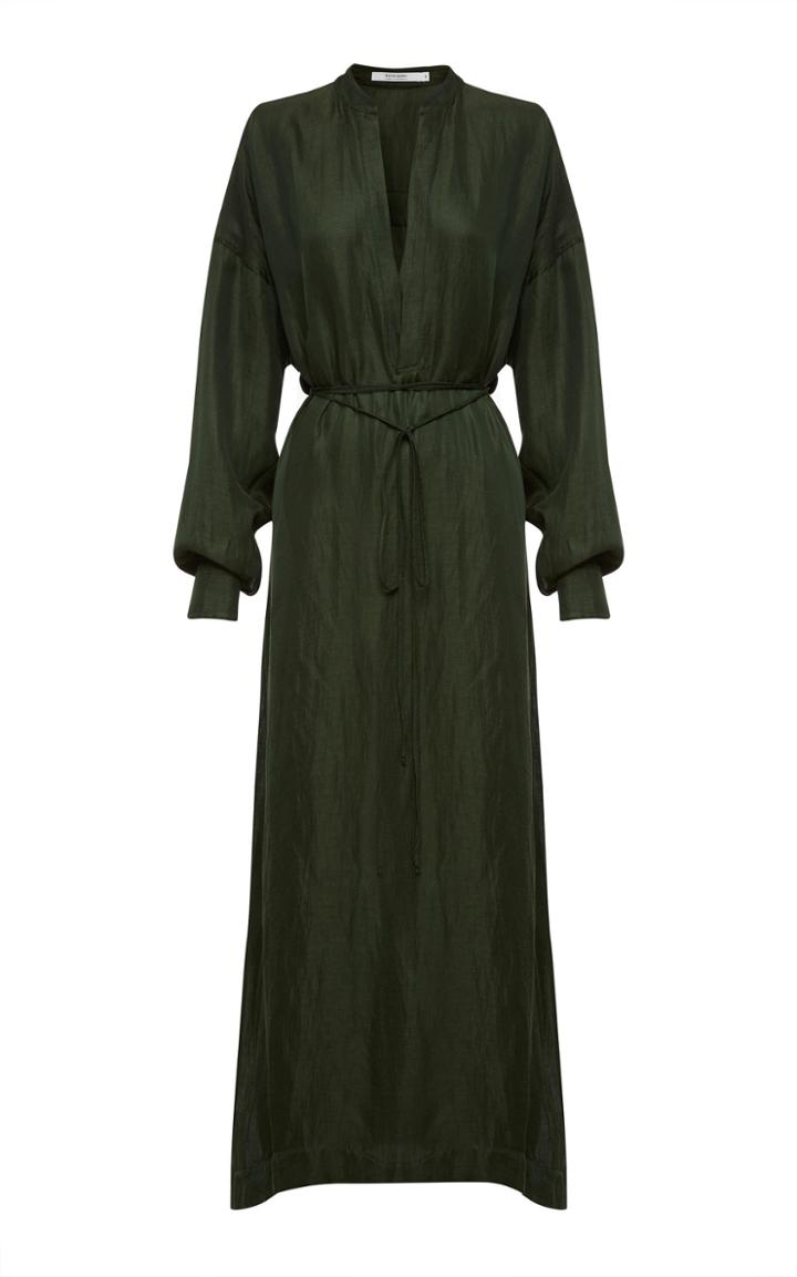 Bondi Born Tie-front Cupro And Linen-blend Maxi Dress Size: Xs