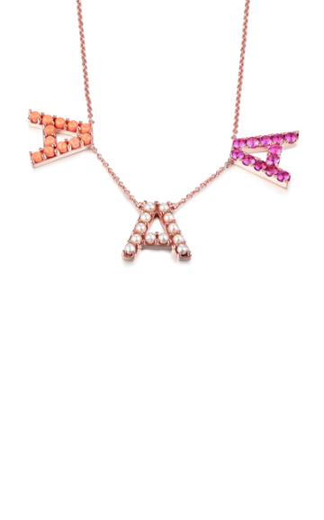 Moda Operandi Luisa Alexander 14k Rose Gold Three Initials Gemstone Necklace